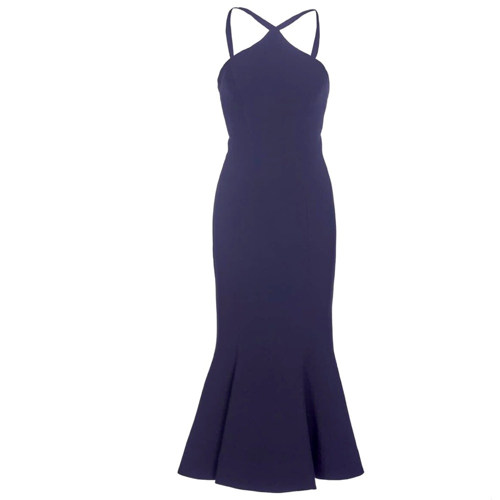Dress The Population Womens Tessa Halter Crepe Midi Dress